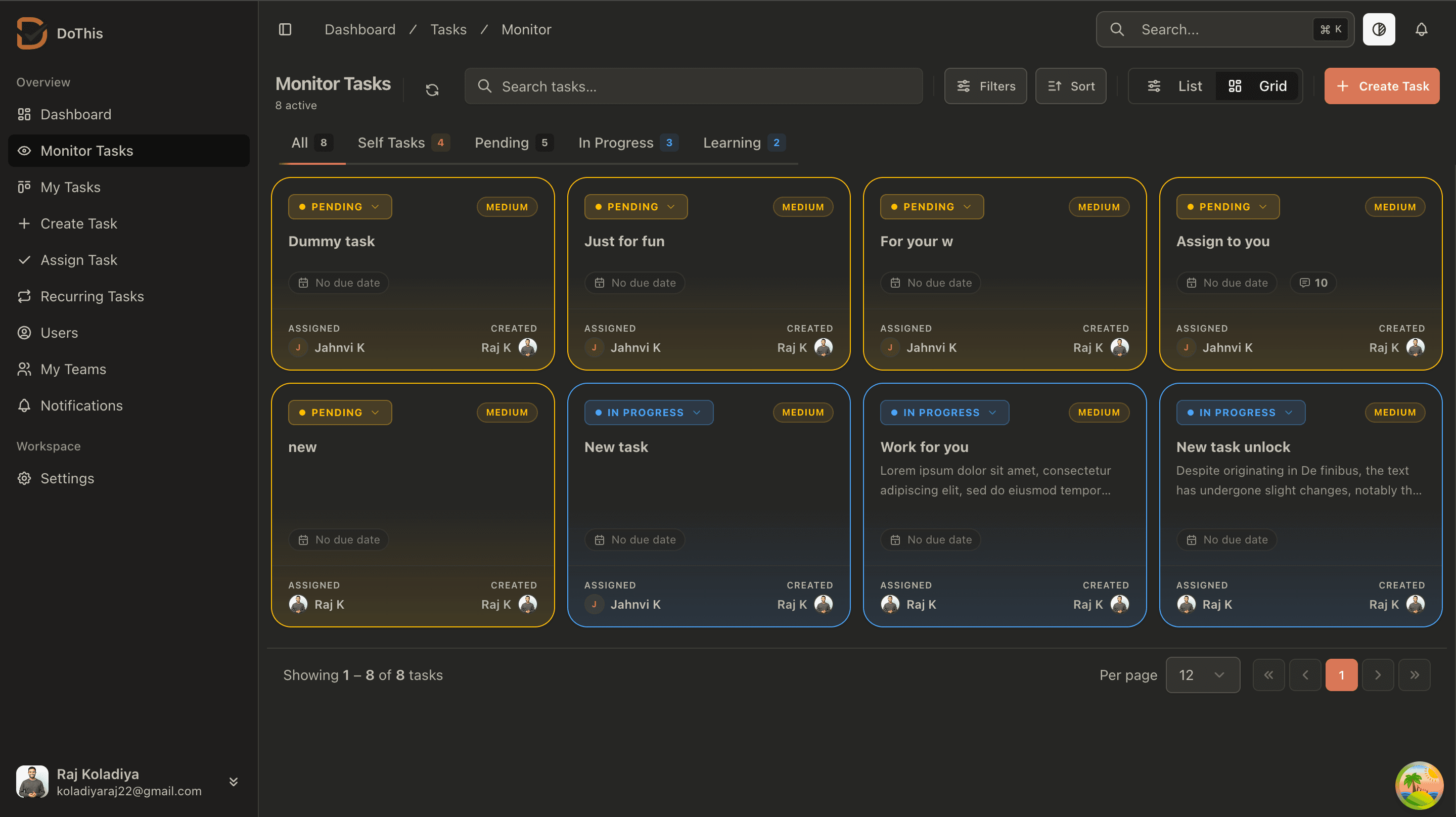 DoThis Task Operations Monitor Dashboard