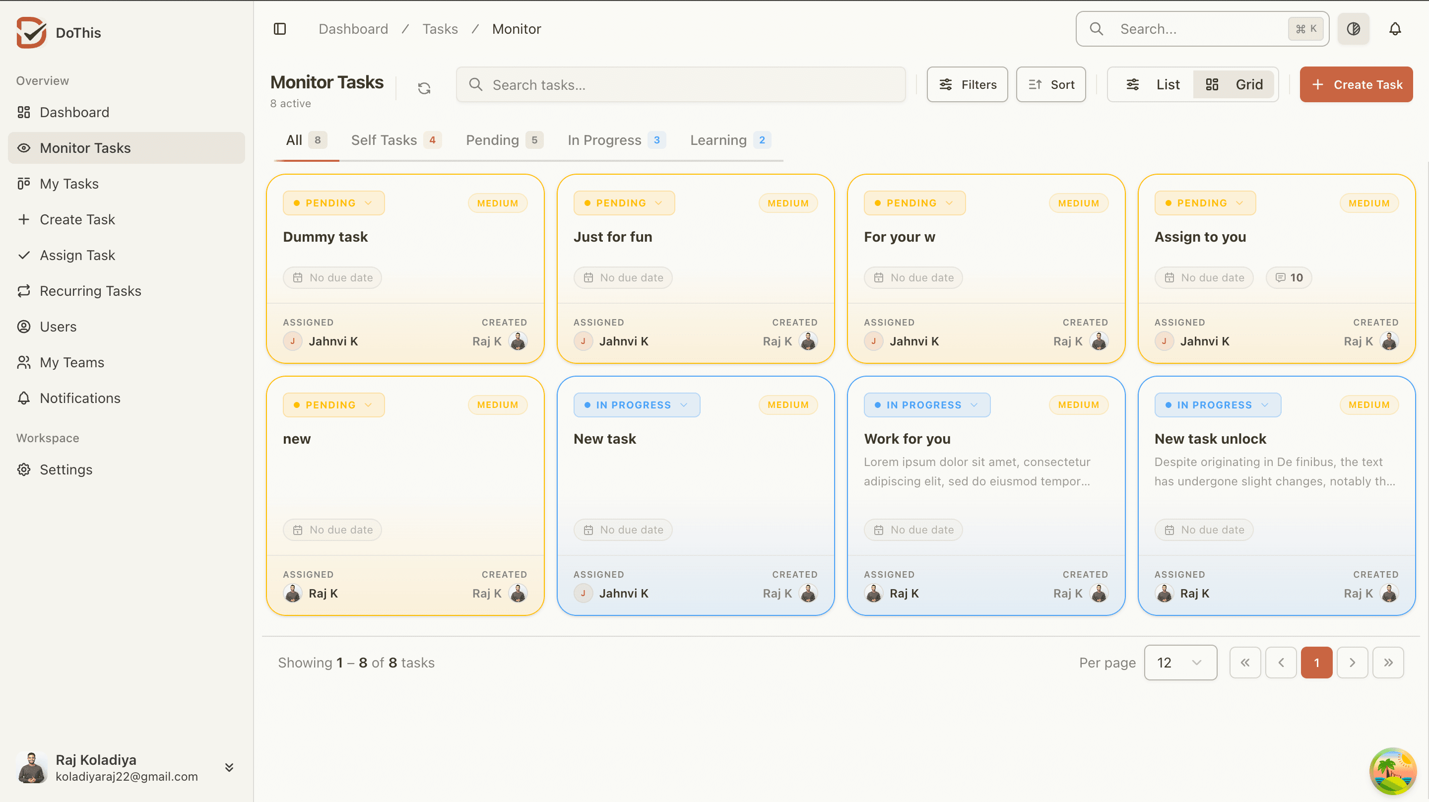 DoThis Task Operations Monitor Dashboard