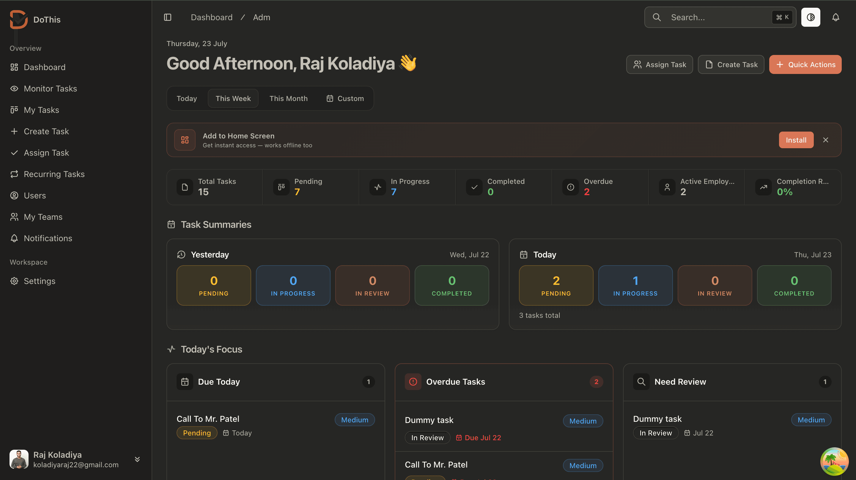 DoThis Tasks Dashboard