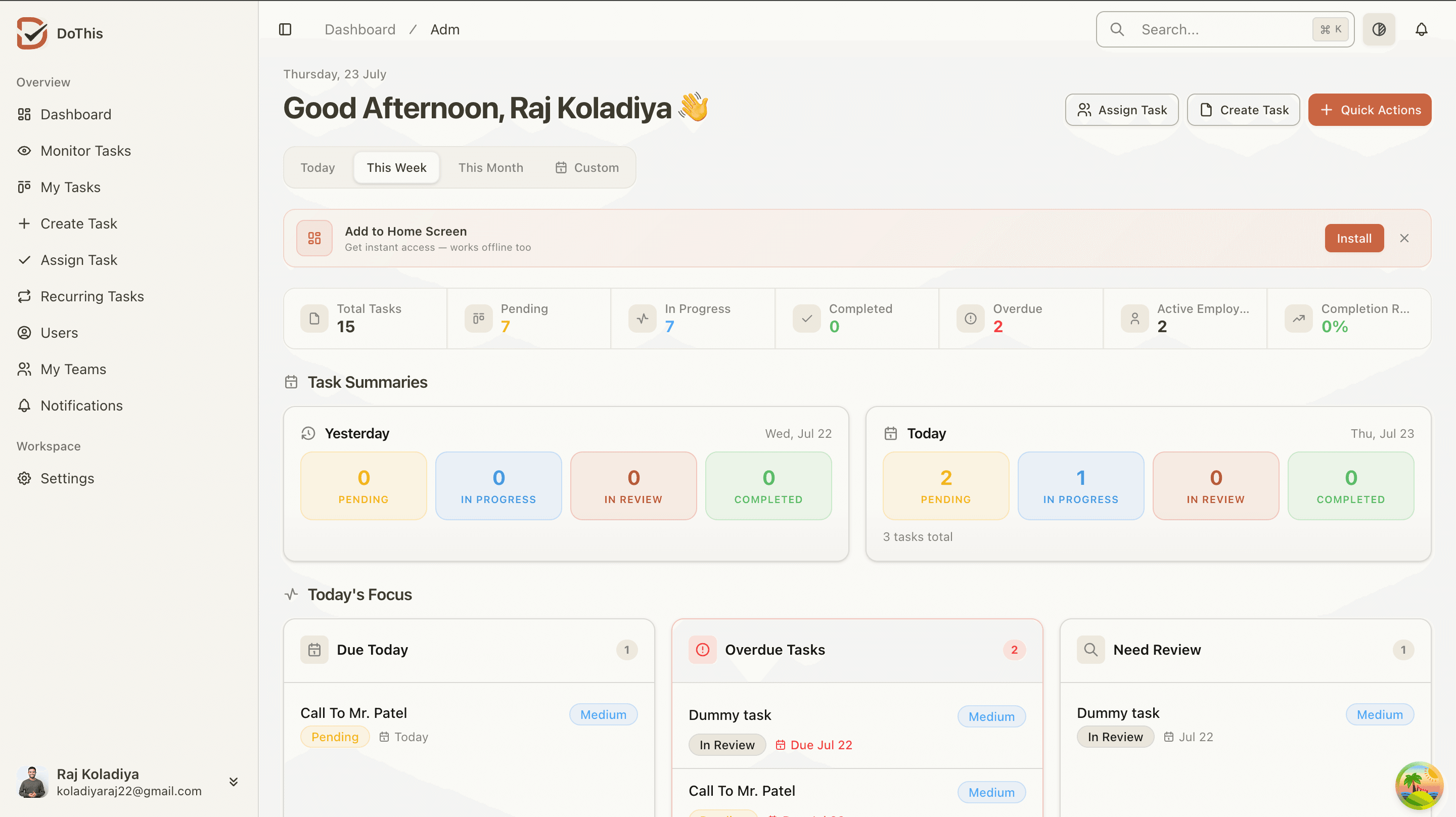 DoThis Tasks Dashboard